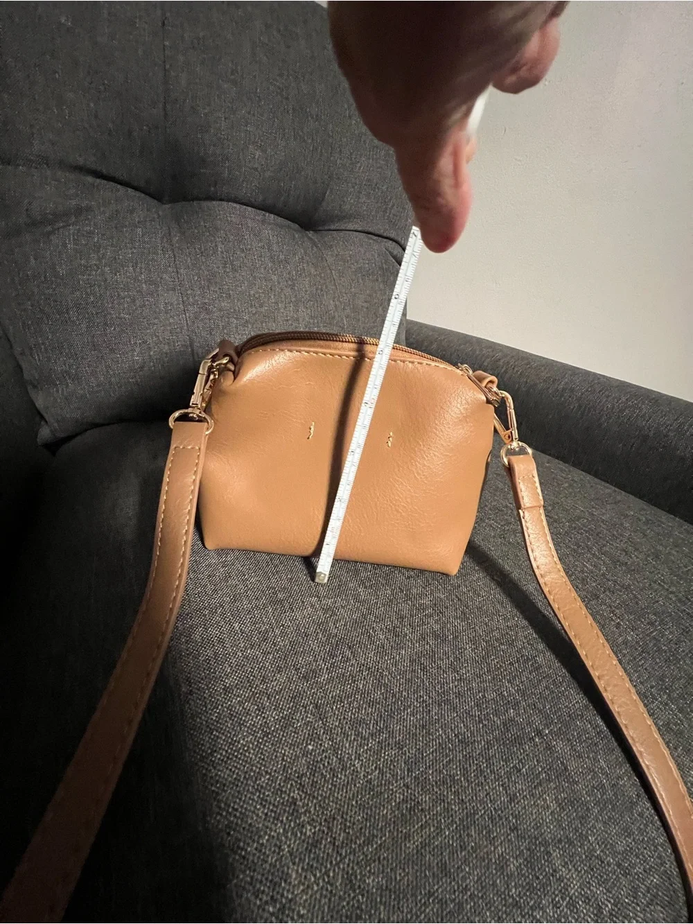 Anthropologie Tan Micro Crossbody with Gold Hardware